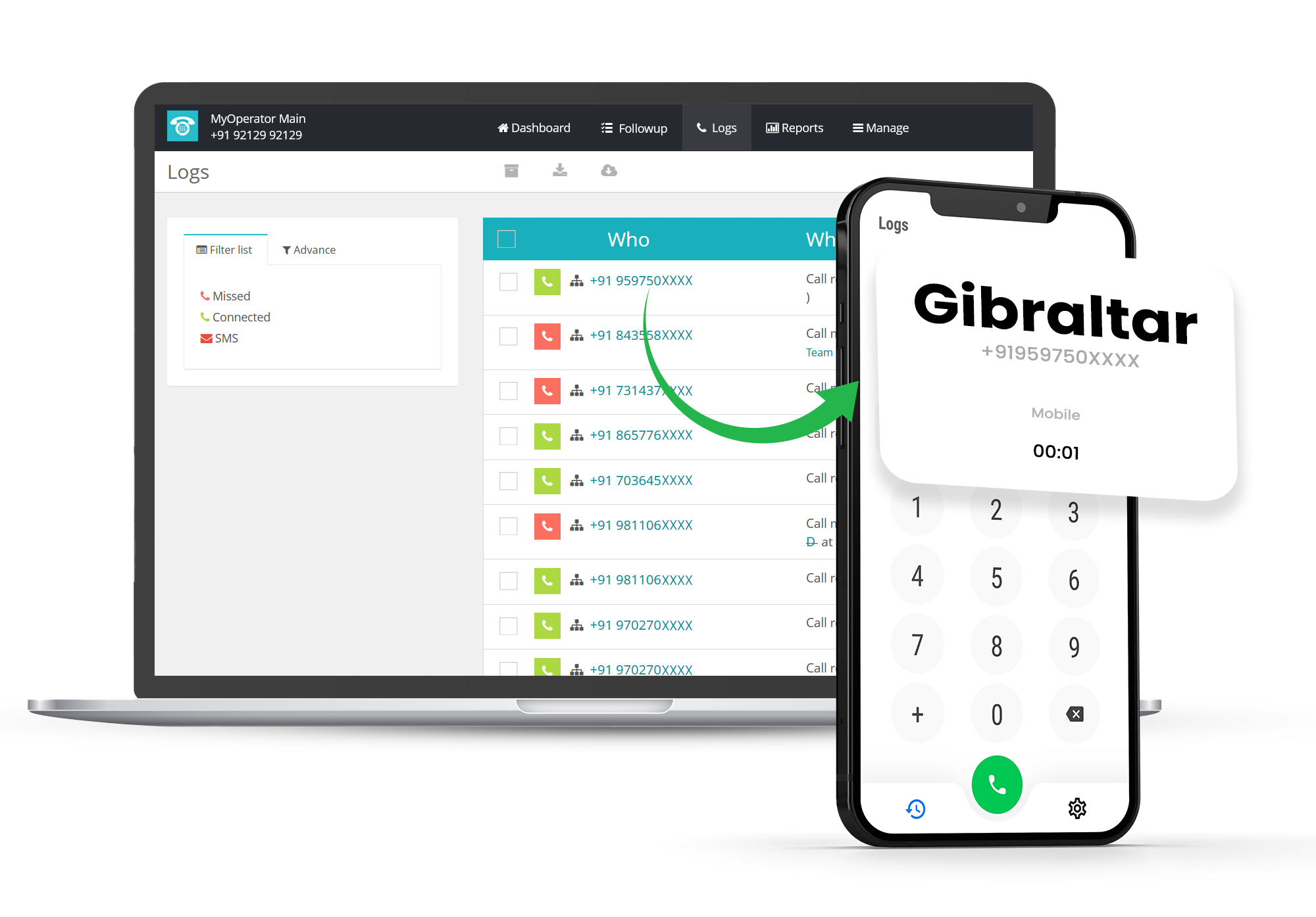 MyOperator IVR and WhatsApp Dashboard